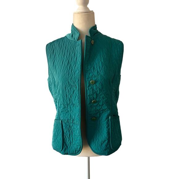 Talbots Teal Quilted Petite Vests - Picture 2 of 5
